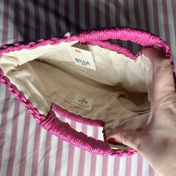 Billabong Pink Woven Straw Handbag | Beach Summer Tote Purse NWT - Picture 7 of 12